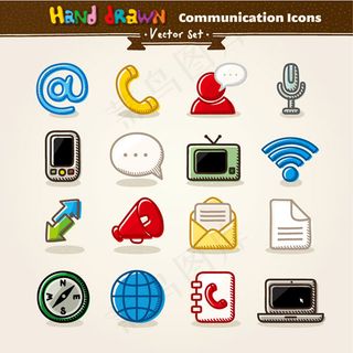 手绘通讯图标,免抠元素