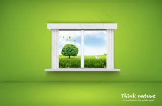 窗外的草地风景