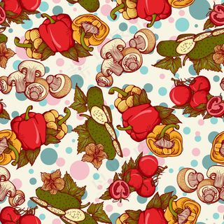 手绘蔬菜无缝背景