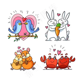 彩绘幸福动物情侣