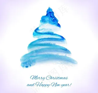 矢量水彩圣诞树