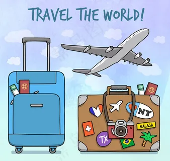 创意飞机和行李箱