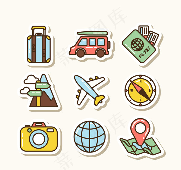 彩色旅行贴纸