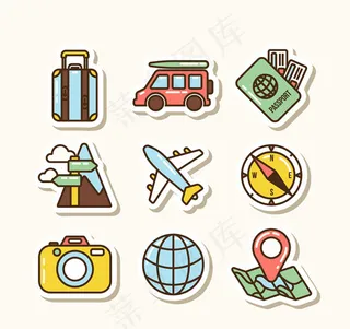彩色旅行贴纸