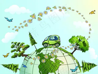 手绘环保插画
