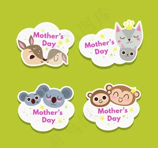 母亲节动物头像标签
