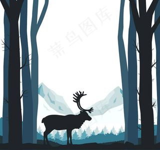 驯鹿剪影矢量