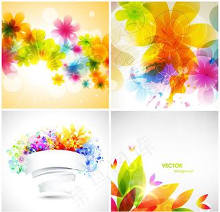 炫彩花朵背景,背景元素