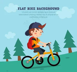 骑单车上学的男孩