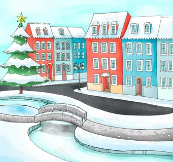 雪后圣诞城市风景