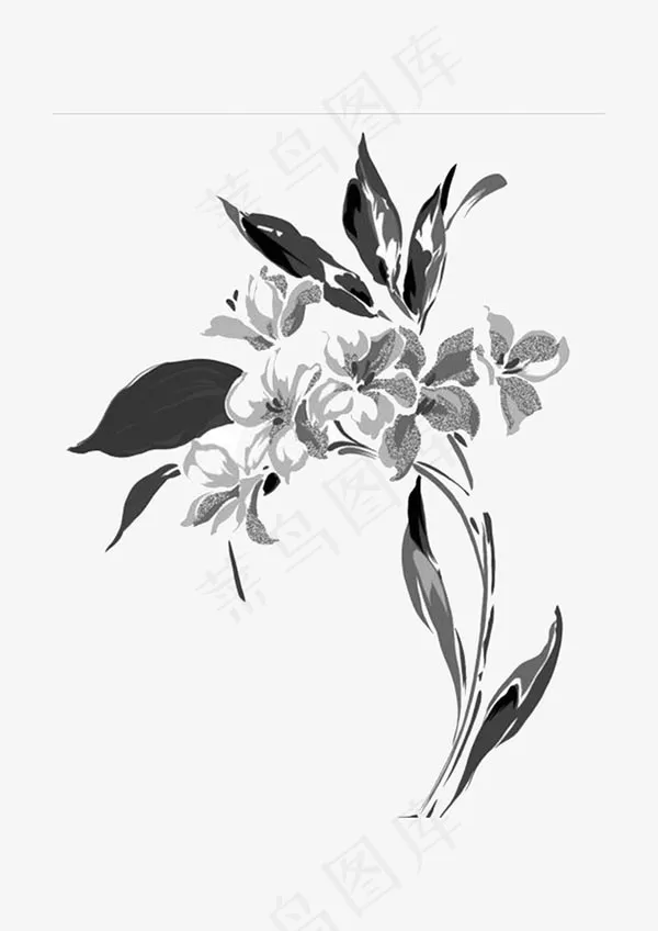 手绘水墨花