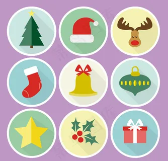 圆形圣诞图标,免抠元素