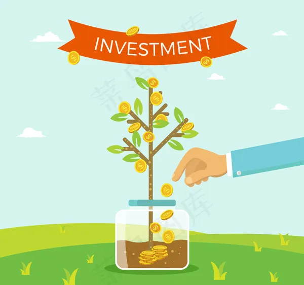 璃瓶中的金币树ai矢量模版下载
