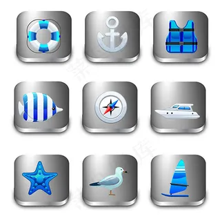 海洋元素水晶图标,免抠元素