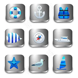 海洋元素水晶图标,免抠元素