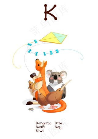 有趣动物字母K,免抠元素