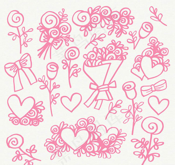 花卉和爱心矢量