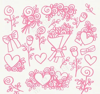 花卉和爱心矢量