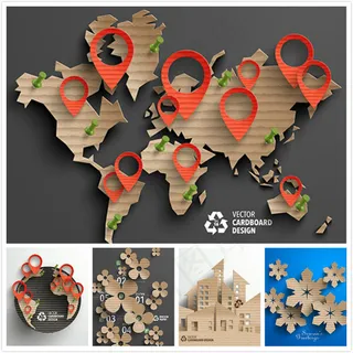 立体商务剪纸元素,背景元素