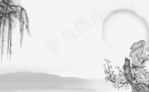 淡雅古风水墨画