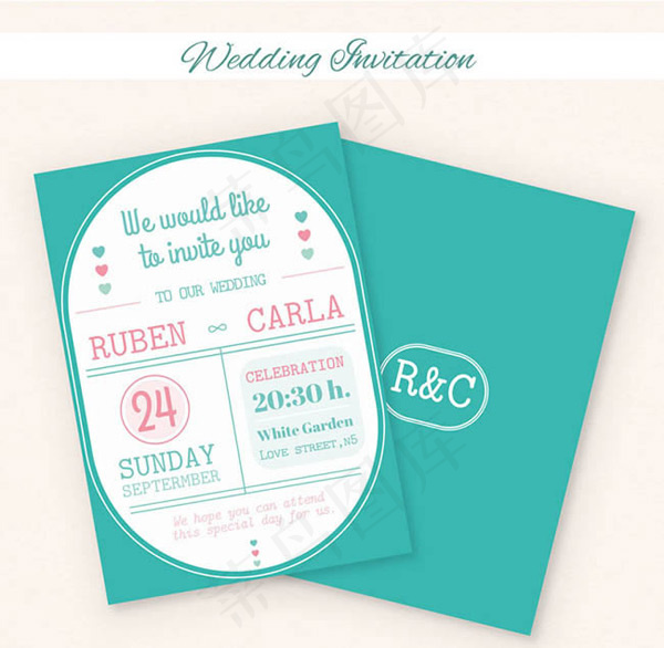 婚礼邀请卡矢量
