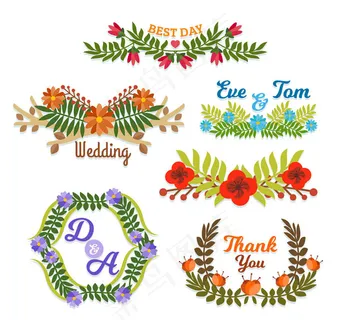 纸质花卉婚礼标签