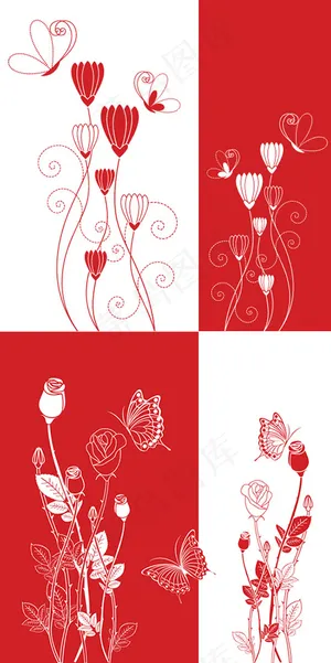 红白花卉背景