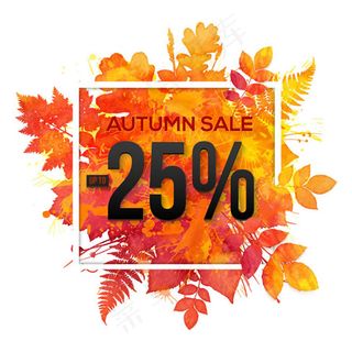 彩色秋叶折扣海报