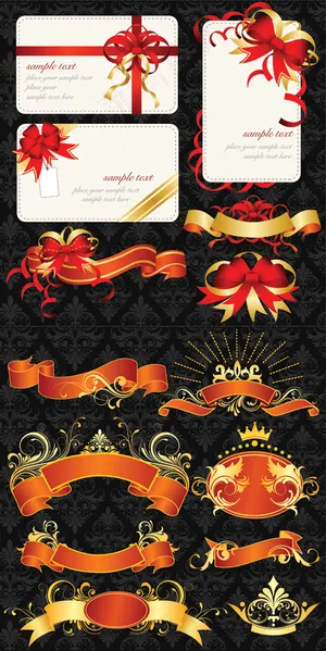 丝带与卡片矢量