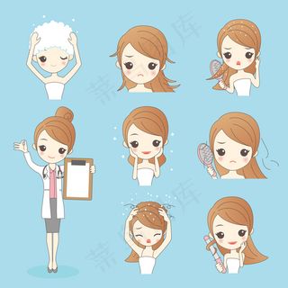 卡通女孩护肤美发