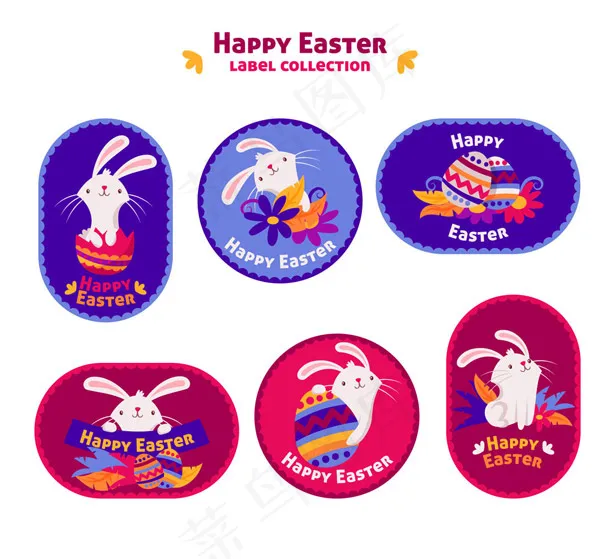 复活节兔子标签ai矢量模版下载