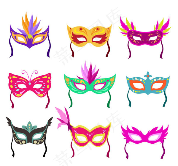 彩色面具图标,免抠元素