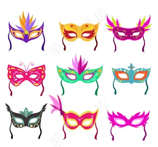 彩色面具图标,免抠元素