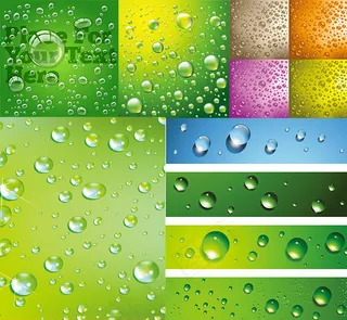 绿色清新矢量水珠