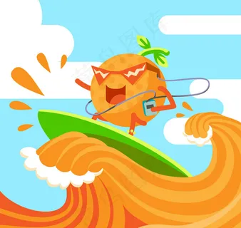 橙汁上冲浪的橙子 橙汁上冲浪的橙子