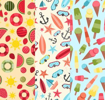 夏季元素无缝背景 夏季元素无缝背景