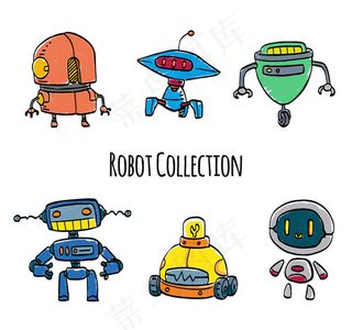 手绘机器人矢量