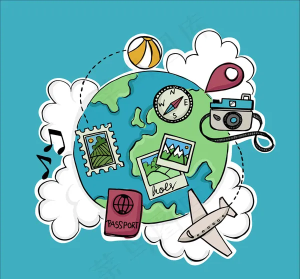 地球环球旅行元素ai矢量模版下载
