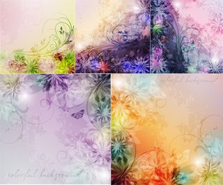 蝴蝶花卉幻彩背景,背景元素