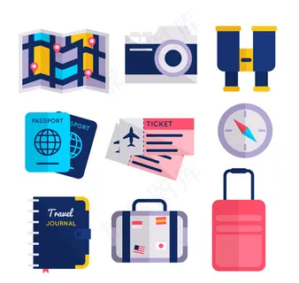 扁平化旅行物品