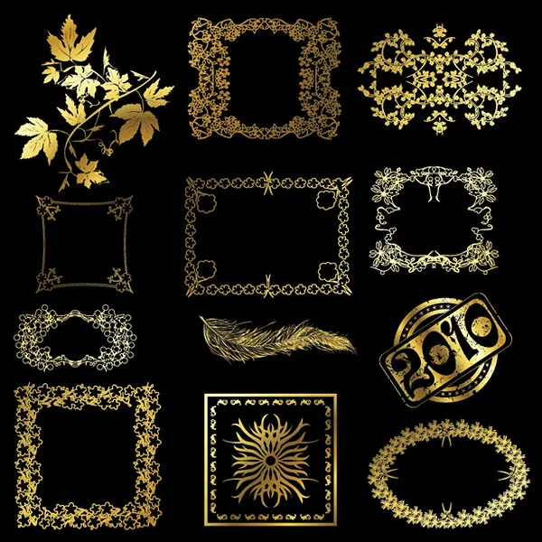 金色花边花纹eps,ai矢量模版下载