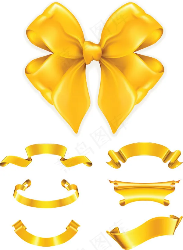 黄色蝴蝶结丝带eps,ai矢量模版下载