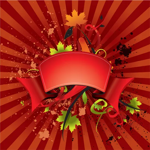 树叶与bannereps,ai矢量模版下载