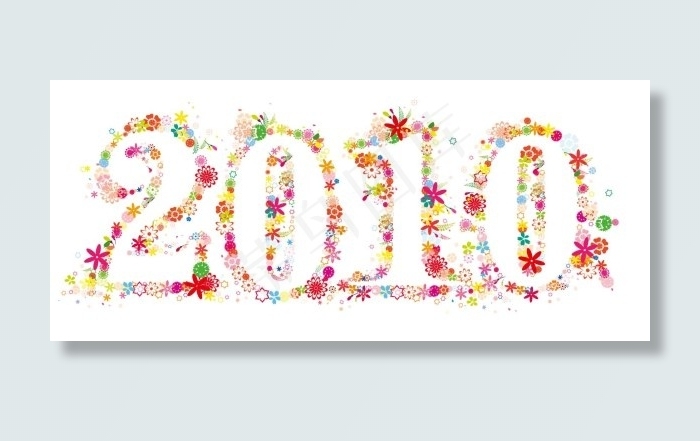 花朵组成的2010ai矢量模版下载