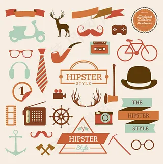 时尚元素剪影图标,免抠元素