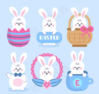 复活节白色兔子