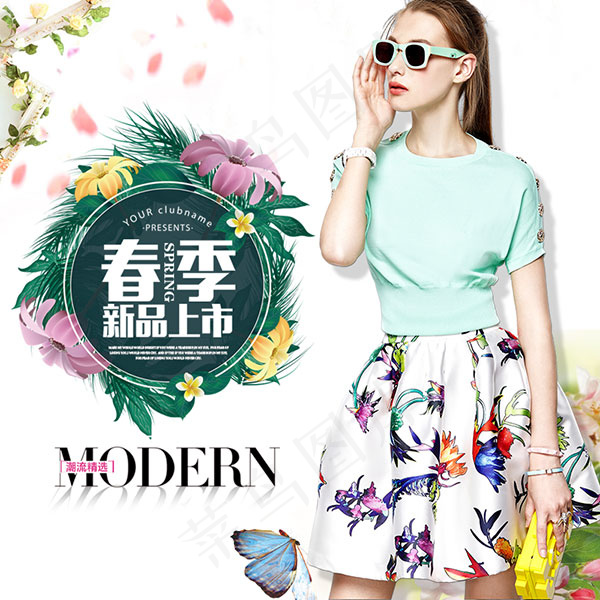 春季女装主图psd模版下载