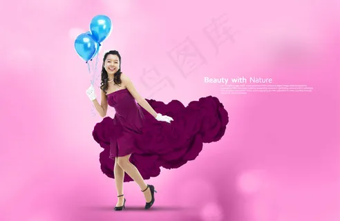 拿蓝色气球的美女 拿蓝色气球的美女