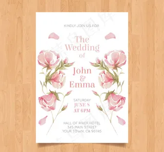 玫瑰花婚礼邀请卡