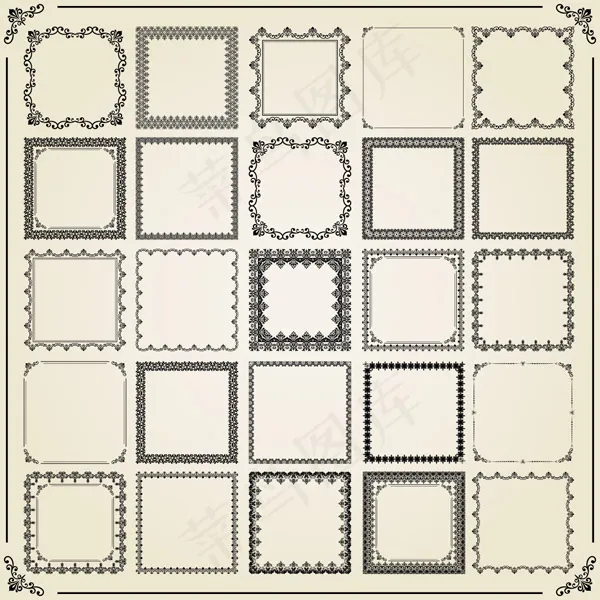 正方形花纹边框eps,ai矢量模版下载